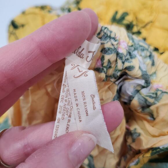 Matilda Jane Dress Women Small Yellow Floral Off Shoulder Ruffle Hem Aqua Boho - Picture 4 of 8